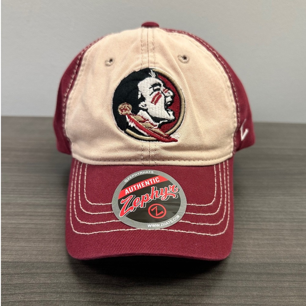 Zephyr Florida State University FSU Seminoles Hat Maroon Tan Adjustable Cap NWT